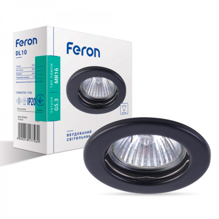 Светильник точечный Feron DL10, MR-16, G5.3, неповоротный, чёрный, 7257 - 1