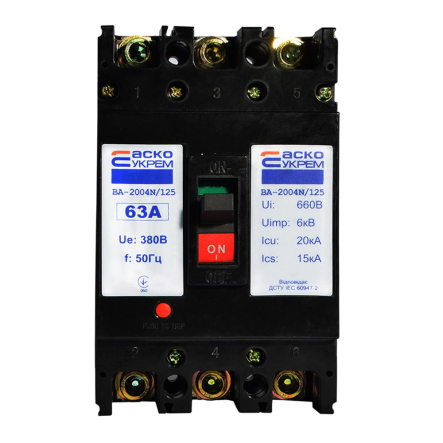 Автоматический выключатель АСКО-УКРЕМ ВА-2004N/125 3P 63А, A0010040079 - 1