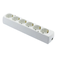 Колодка под удлинитель JONEX GN-670 S Bl, на 6 розеток с заземлением, белая