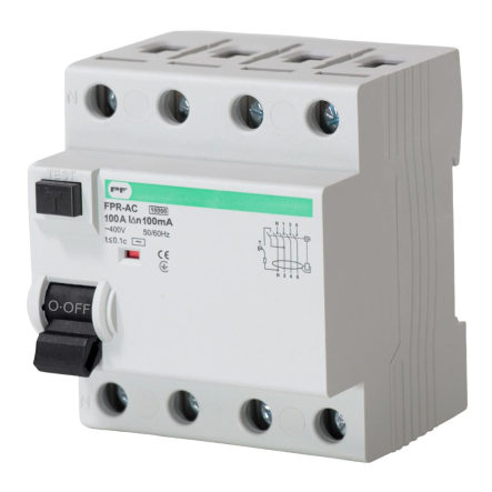 Реле захисного відключення Promfactor РЗВ-4, 4P, 100A, 4.5kA, 100mA, FPR4100100AC - 1