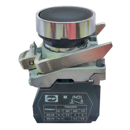 Выключатель кнопочный металлический Промфактор FP4-BA21 1NO, черный - 1