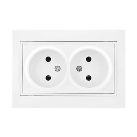 Розетка Lezard MIRA подвійна, без заземлення, біла, 701-0202-128B - 1