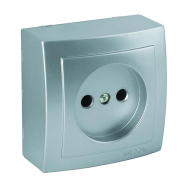 Розетка накладная NILSON Themis, 220 В,16 А, 2P, серебро, 26131015