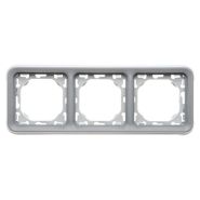 Рамка тройная с суппортом Legrand Plexo, 069687, горизонтальная, ІР55, серая