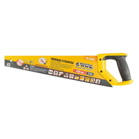 Ножовка столярная 450мм, 7TPI MAX CUT каленый зуб, 3-Д заточка, полированная MASTERTOOL 14-2045