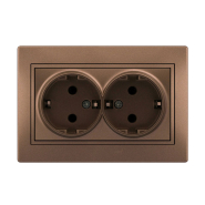 Розетка Lezard MIRA подвійна, із заземленням, світло-коричневий перламутр, 701-3131-127В