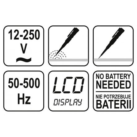 Индикатор напряжения цифровой 12-250 В YATO YT-2861