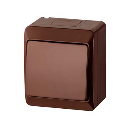Вимикач 1-клавішний, коричневий, IP44, Elektro-Plast Hermes, 0331-06 - 1