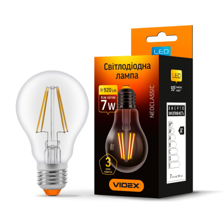 Лампа LED VIDEX Filament A60F 7 Вт, 4100K, E27, 220 В - 1