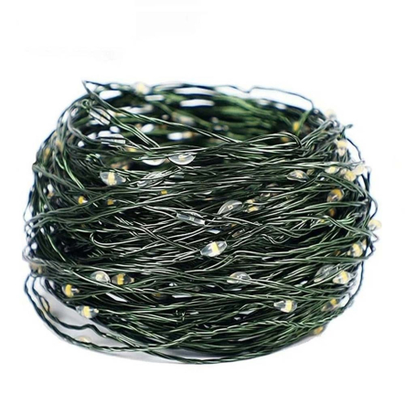 Гирлянда LED Роса от USB 100м, 1000LED + пульт, зелёный шнур, тёплый белый