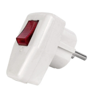 Вилка із заземленням Lemanso + кнопка червона / LMA002