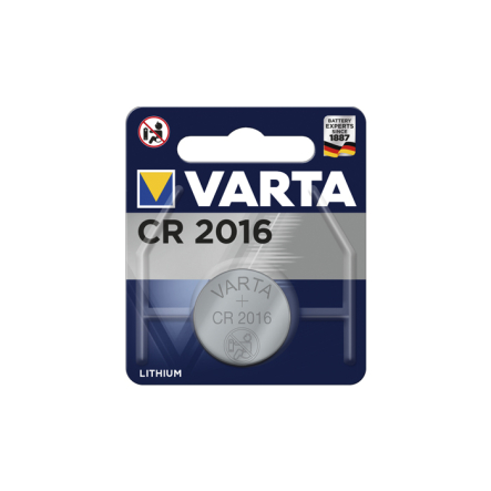 Батарейка VARTA CR 2016, литиевая, таблетка,105075, 6016101401 - 1