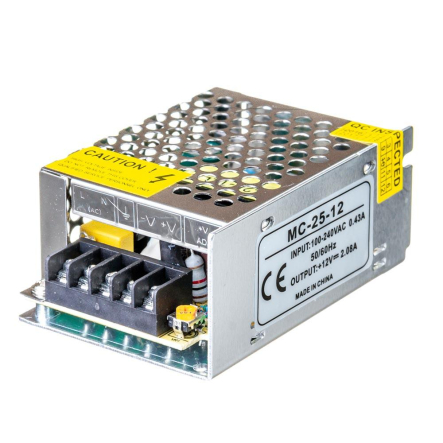 Блок питания для светодиодной ленты 12V, IP20, MN-2A - 25W, 1013395 - 1