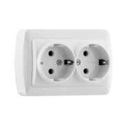 Розетка подвійна із заземленням Lezard DEMET, закритий корпус, біла, 711-0200-127