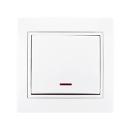 Выключатель Lezard MIRA одноклавишный, с подсветкой, белый, 701-0202-111