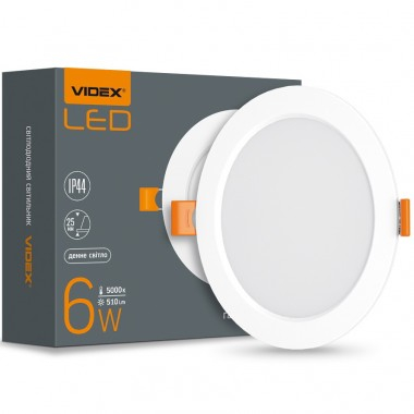 Светильник LED встраиваемый VIDEX Back, 6W, 5000K, 510Lm, IP44, круг, 118х25 мм, VL-DLBR-065 - 1
