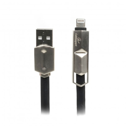 Кабель Cablexpert CCPB-ML-USB-05BK USB 2.0 А-тато/Lightning/Micro USB, 1.0 м - 1