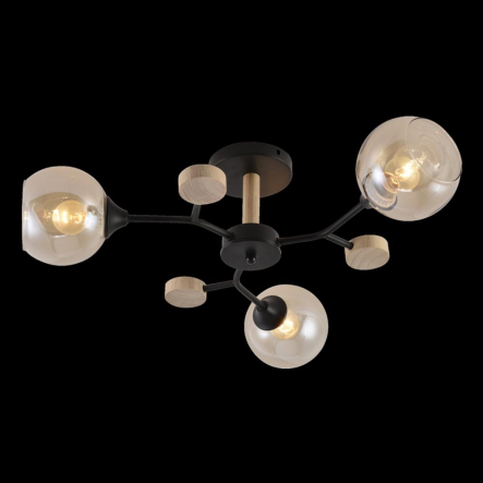 Люстра VALESO V XA1501–3 BK+WOOD Ø640*220, E27*60W - 1