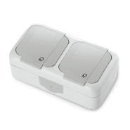 Розетка із заземленням VI-KO Palmiye, 2-я, IP54, біла, 90555488