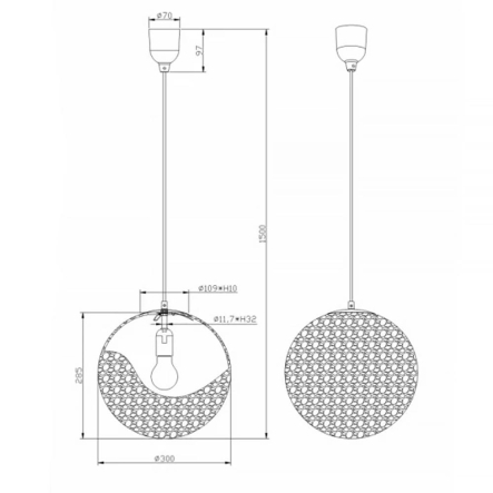 Подвес TRIO 307800100 Sweety, 1xE27х60W, 30х150 см, прозрачный