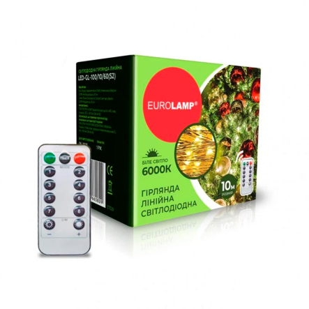 Гирлянда LED линейная, EUROLAMP S2, 100 диодов, 10м, IP44, 3xAA, 6000К - 1