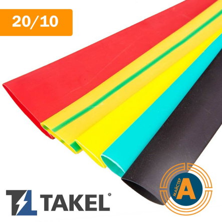 Трубка термоусаживаемая ТУТ, TAKEL 20/10 красный (б.100м), 502522к - 1