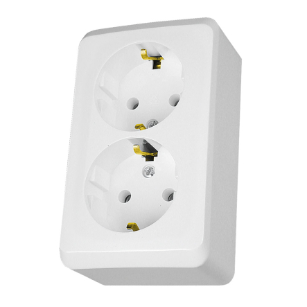 Розетка 2я с з/к, накладная, Schneider Electric "PRIMA", белая, WDE001048 - 1