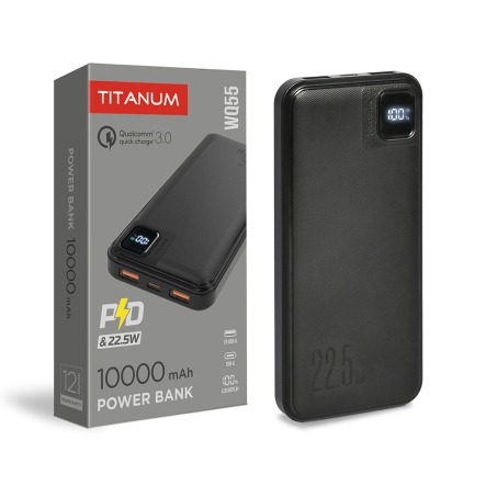 Повербанк (УМБ) TITANUM WQ55, 10000 мАч, 22.5W, Black - 1
