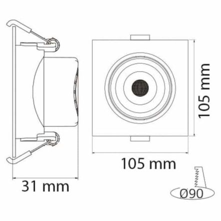Светильник светодиодный HOROZ MAYA-9 SMD 9W 6400K 806Lm 100-240V квадрат 105 мм белый, 016-054-0009-010