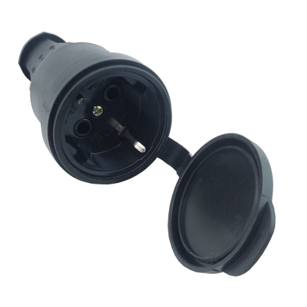 Розетка переносная с защитной крышкой з/к TechnoSystems RUBBER R/B, TNSy5000074 - 1