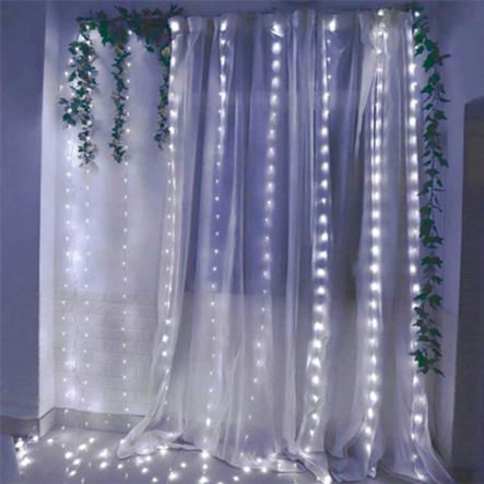 Гирлянда леска штора (Лучи росы) 3*2 м, USВ, с пультом, белая, ZABI-12 W