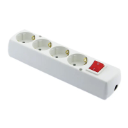 Колодка под удлинитель с выключателем JONEX GN-470 S WS, на 4 розетки без кабеля, белая