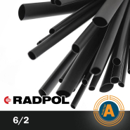 Трубка термоусадочная RADPOL, КЛЕЙ, RPKH1 6/2x1-C (черная) 10/уп