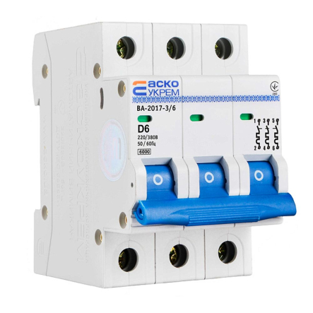 Автоматический выключатель АСКО-УКРЕМ ВА-2017/D 3р, 6А, A0010170099