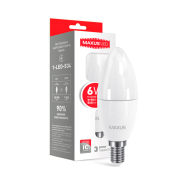 Лампа LED MAXUS, C37 CL-F 6 Вт, 4100K, E14, 220 В