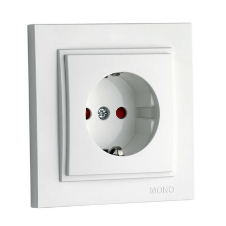 Розетка 1-а із заземленням, захист для дітей Mono Electric, DESPINA, білий, 102-190021-119 - 1