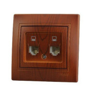 Розетка компьютерная Lezard MIRA двойная, Античный махагон, 701-0505-141