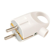 Вилка с ручкой Nilson, с заземлением, белая, 40130102