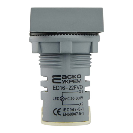 Вольтметр квадратный АСКО-УКРЕМ ED16-22FVD, A0190010033, 30-500В АС, белый, врезной монтаж