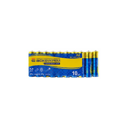Батарейка АСКО солевая AA R6.SP10 (упаковка - 10 штук) - 1