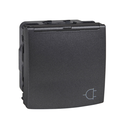 Розетка с заземлением с защитными шторками и крышкой, графит Schneider Electric Uniсa MGU3.037.12TA - 1