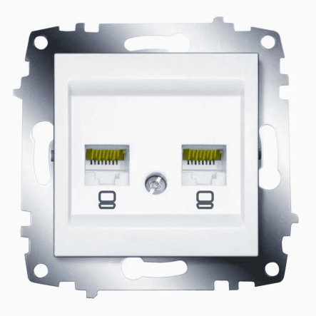 Розетка компьютерная двойная EL-BI Zena категория 6Е (механизм), белая, 609-010200-248 - 1