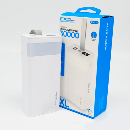 Повербанк (УМБ) ACL PW-14, 30000 мАч, 2 * USB A + Type C + MicroUSB, черный+белый - 4
