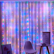 Гирлянда леска штора (Лучи росы) 3*2 м, USB, с пультом, мульти, ZABI-12 M (М-34)