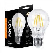 Лампа LED FERON LB-63, 8 Вт, 2700K, E27, 220 В, A60, Filament, 6484