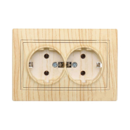 Розетка Lezard MIRA подвійна, із заземленням,  Дуб вибілений матовий, 701-5252-127В