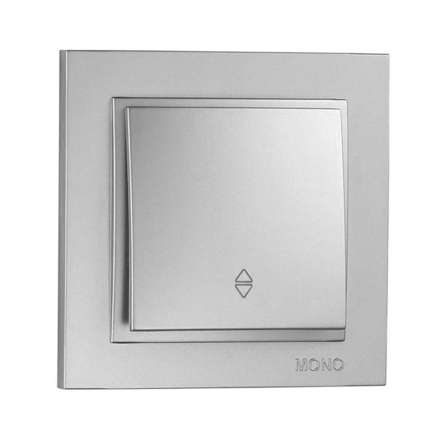 Вимикач 1 кл. прохідний Mono Electric, DESPINA, срібло, 102-212125-109 - 1