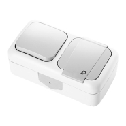 Вимикач + Розетка з заземленням VI-KO Palmiye, IP54, білий, 90555481