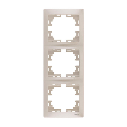 Рамка Lezard MIRA тримісна, вертикальна, перлинно-білий перламутр, без вставки, 701-3000-153 - 1