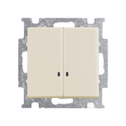 Вимикач двоклавішний з підсвічуванням ABB Basic 55, 2006/5 UCGL-92-507, слонова кістка